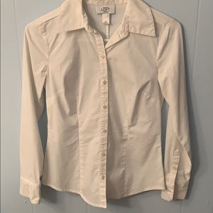 Ann Taylor LOFT petite white button down shirt